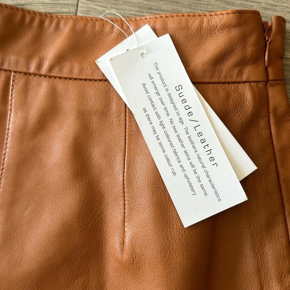 French Connection Glazed Ginger Abri Leather Mini Skirt Size 0 NWT - Picture 11 of 17